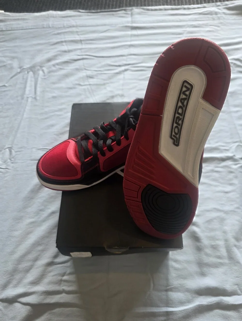 Men's Red and Black Low-Top Jordan Sneakers